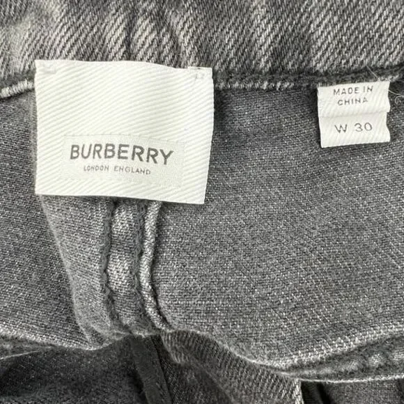 Burberry Women W30 Mid Rise Skinny Stretch Jeans Denim‎ Black Gray Wash Leather